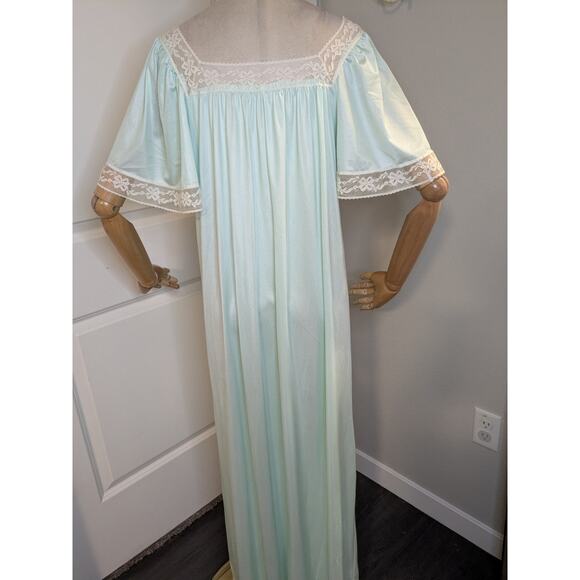 Vintage 60s Gossard Artemis Negligee Mint Green Lace Nightgown Maxi NWT - Picture 8 of 12